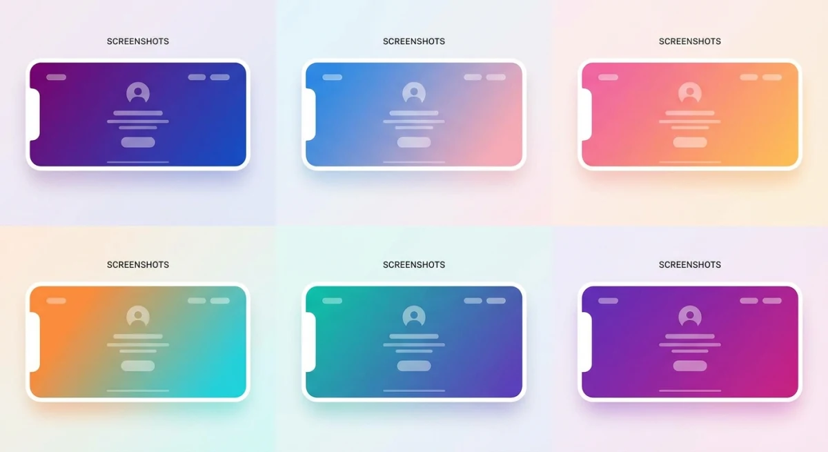 Collection of gradient background options for screenshots
