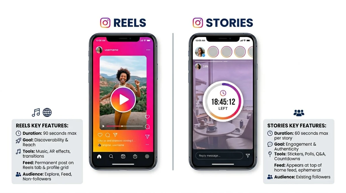 Instagram Reels safe zone diagram showing reserved top 250 pixels and bottom 350 pixels