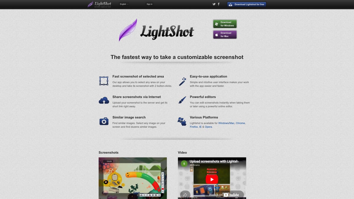 Lightshot screenshot tool homepage