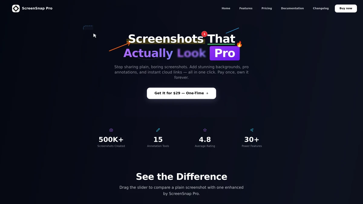 ScreenSnap Pro screenshot tool for Mac homepage
