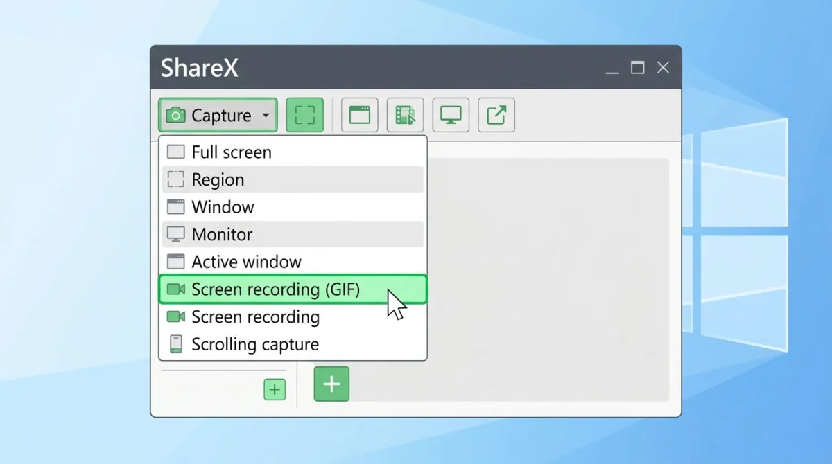 ShareX GIF recording on Windows
