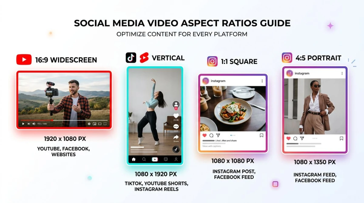 Aspect ratio guide for YouTube TikTok Instagram and Slack videos