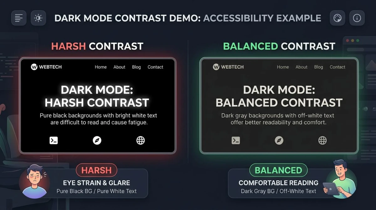 Dark mode contrast comparison
