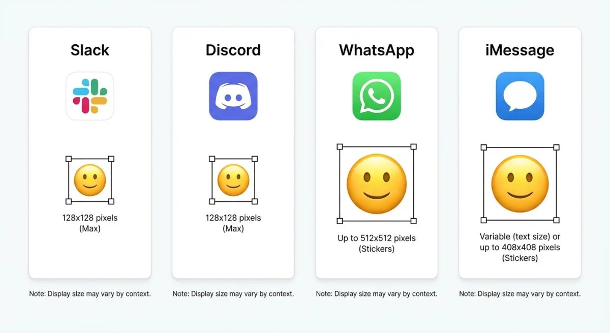 Emoji size requirements for different platforms