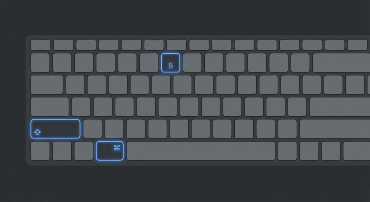 Command Shift 5 keyboard shortcut highlighted on Mac keyboard