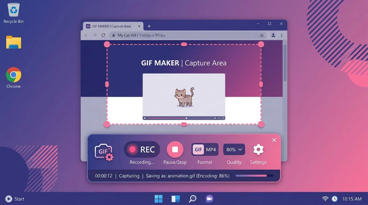 ScreenSnap Pro nimmt einen Bereich des Windows-Bildschirms als GIF auf