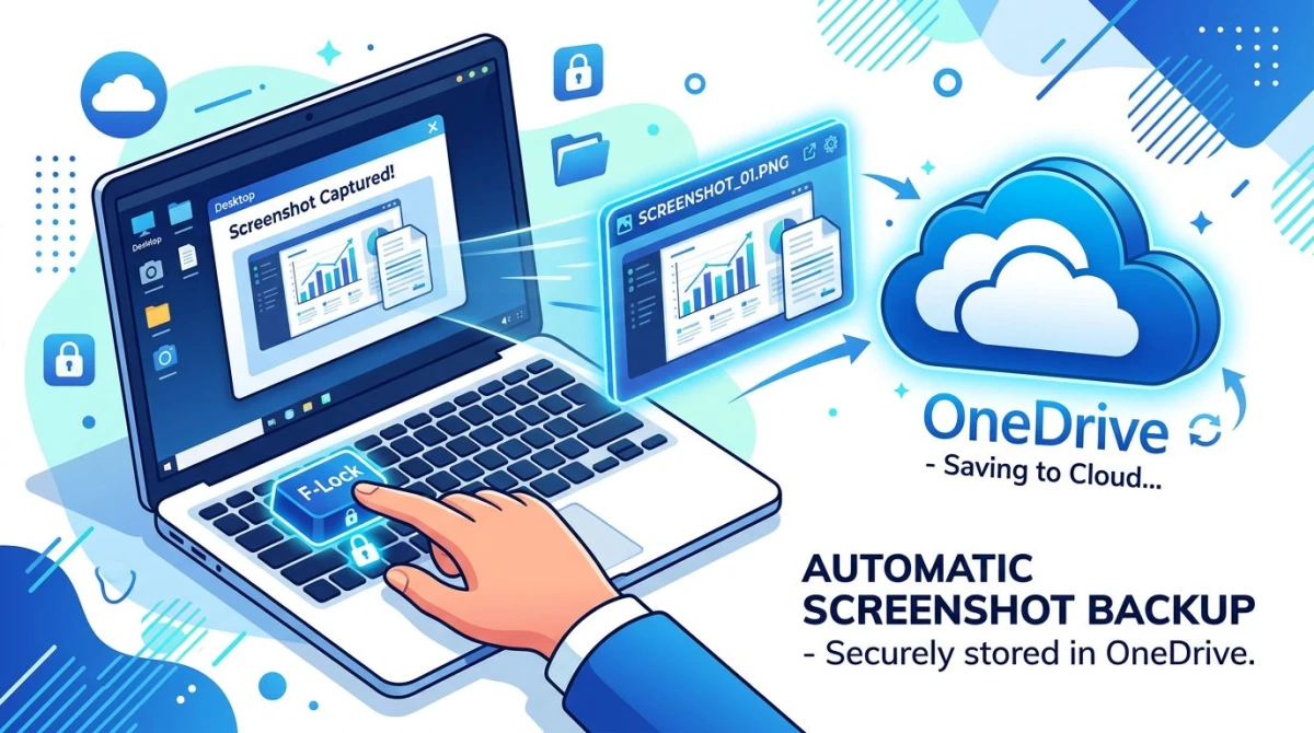 Illustration des OneDrive-Wolkensymbols, das einen Windows-Screenshot abfängt