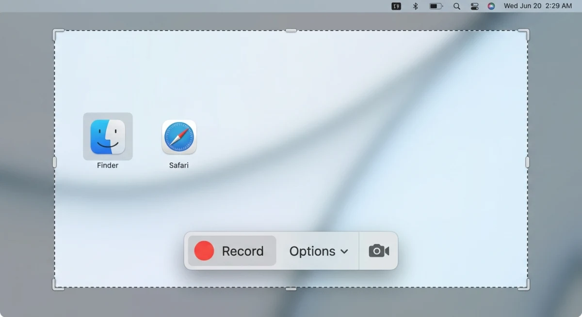 QuickTime screen recording interface on Mac
