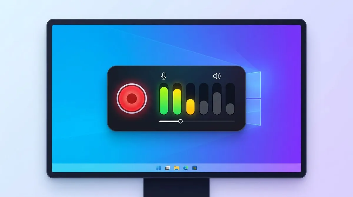 Windows Game Bar recording widget with audio meters