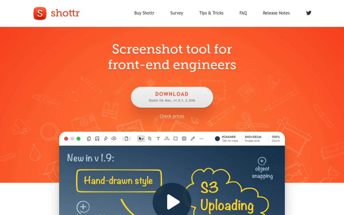 Shottr homepage — free Mac screenshot app with scrolling capture