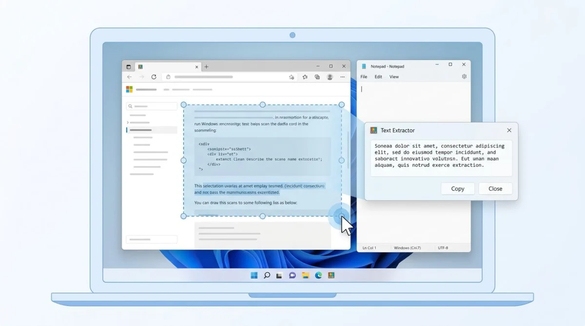 PowerToys Text Extractor capturing text from a Windows screen
