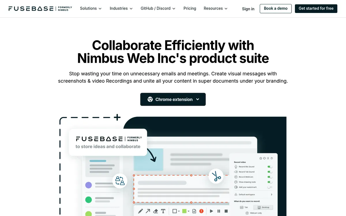 FuseBase page for Nimbus Capture, the screenshot and screen recorder formerly sold as Nimbus