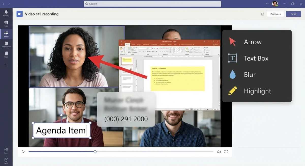 Annotating a video call screenshot