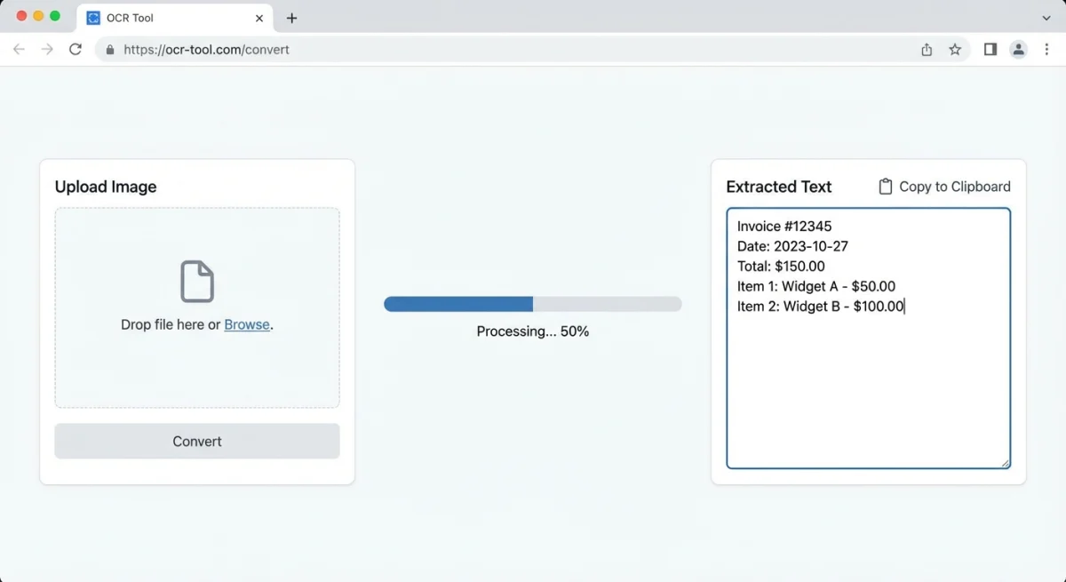 Online OCR converter interface