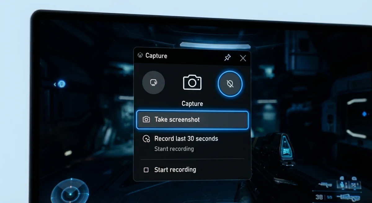 Xbox Game Bar screenshot capture widget in Windows 11