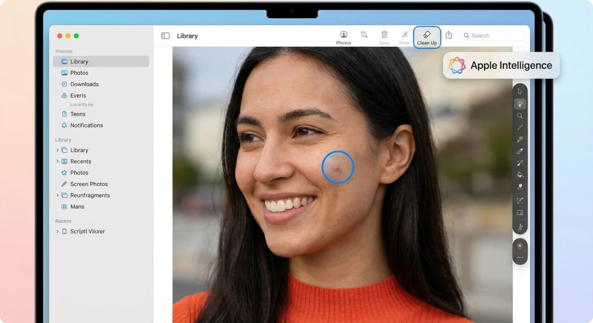 Using the macOS Photos Clean Up tool for face blurring