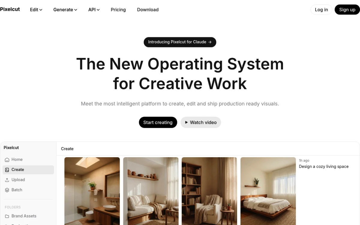 Pixelcut AI photo editor homepage built for mobile creators
