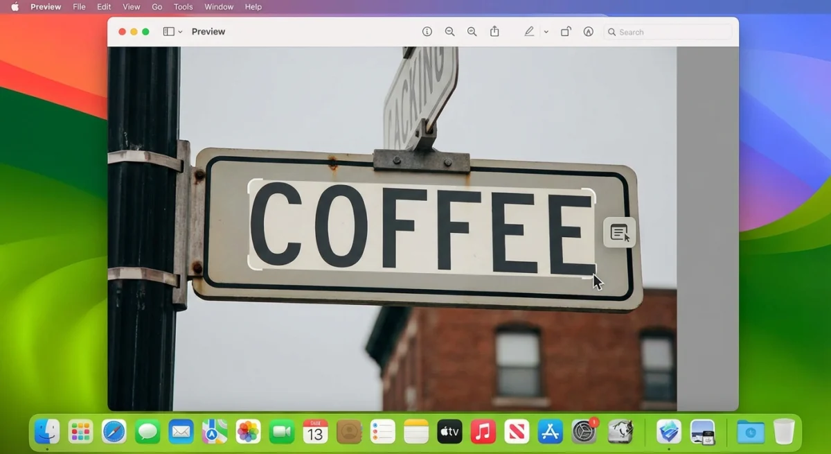 macOS Live Text reading text in the Preview app on Mac