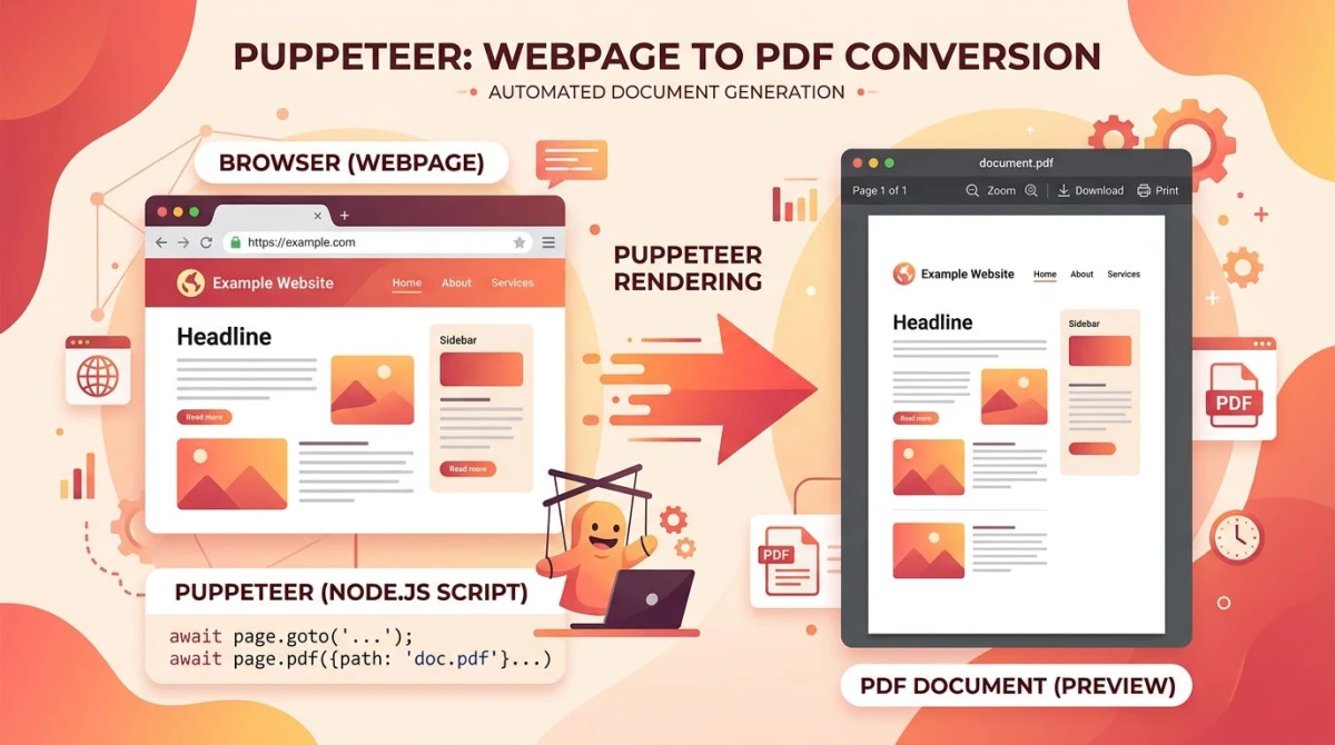 Puppeteer rendering a webpage to an A4 PDF document