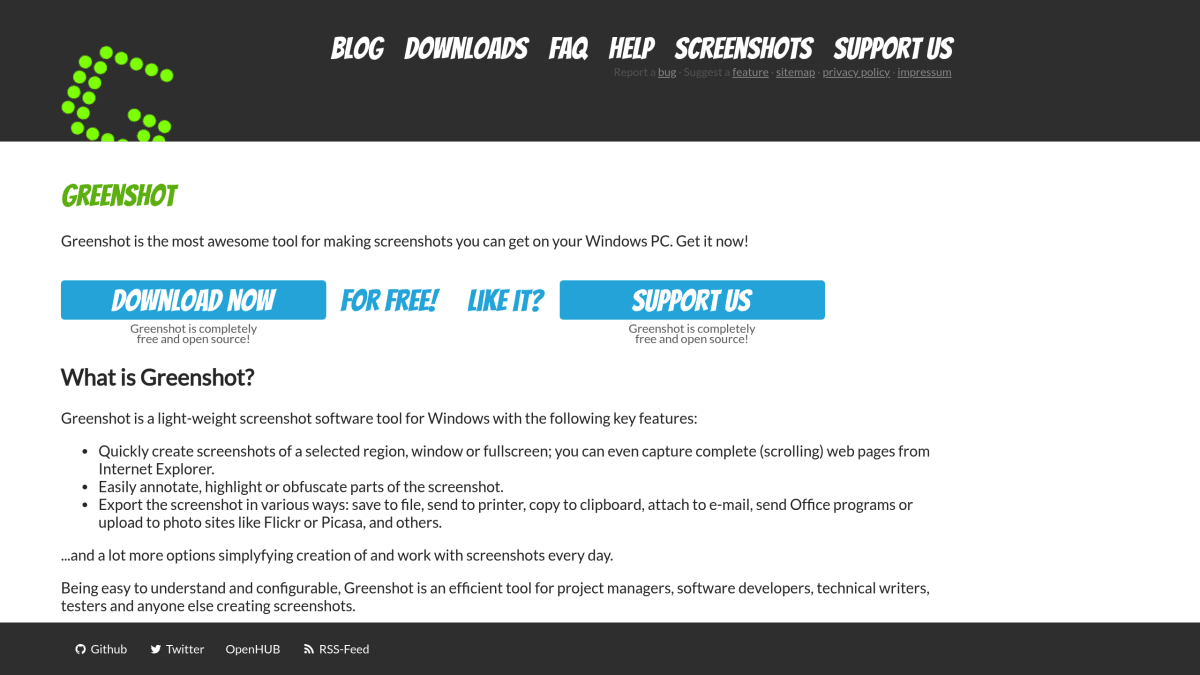 Greenshot interface