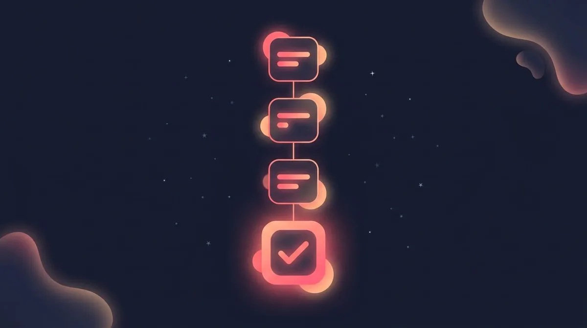 A vertical stack of cards with one glowing check-marked row at the base