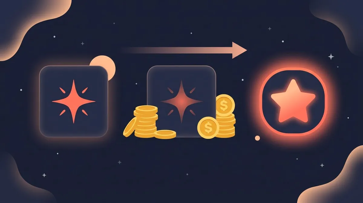 The overjustification effect: a bright spark of interest dimming as reward coins pile up, with a fading arrow toward an intrinsic star