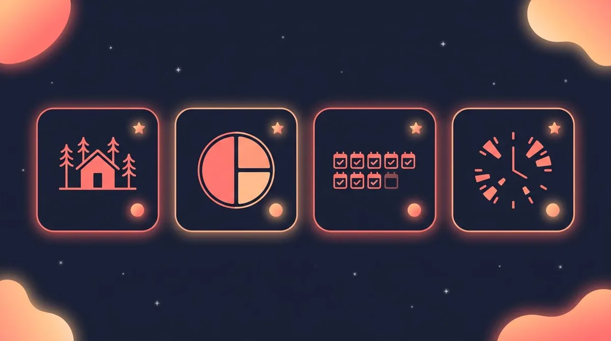 Four deep work scheduling philosophies shown as rounded cards: monastic, bimodal, rhythmic, and journalistic