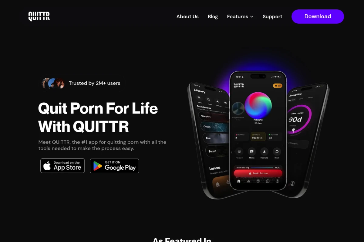 QUITTR website screenshot