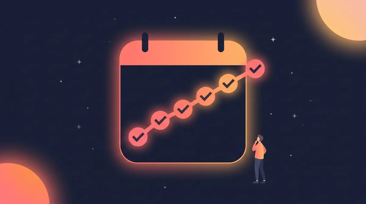 A habit streak calendar supplying external accountability for an Obliger