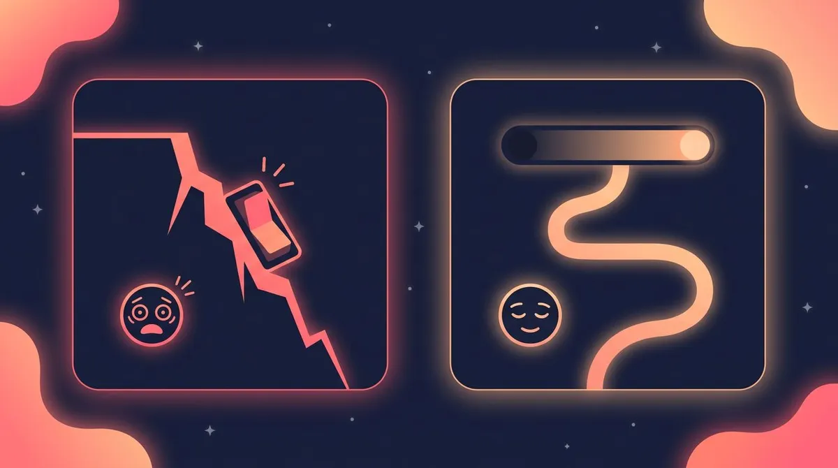 Two rounded cards side by side contrasting a rigid on-off switch with a gradient dimmer slider, representing all-or-nothing versus gray-area thinking