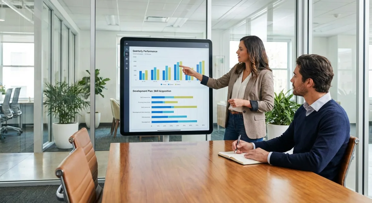 Goal-setting meeting with performance metrics