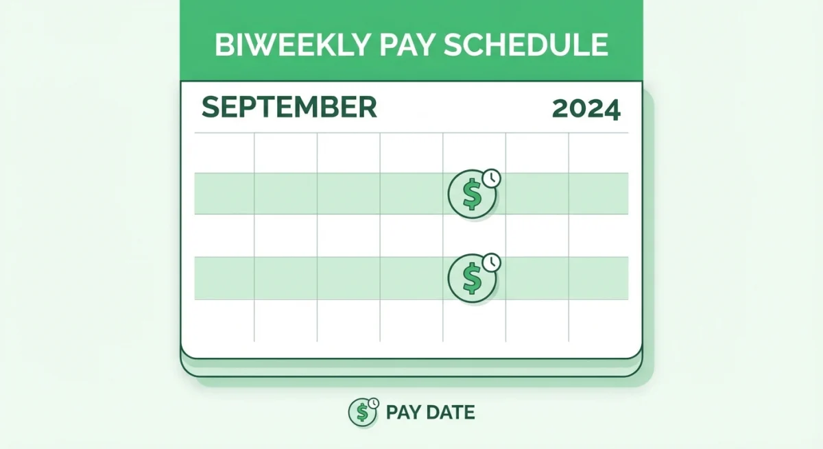 Pay schedule calendar showing biweekly payroll dates