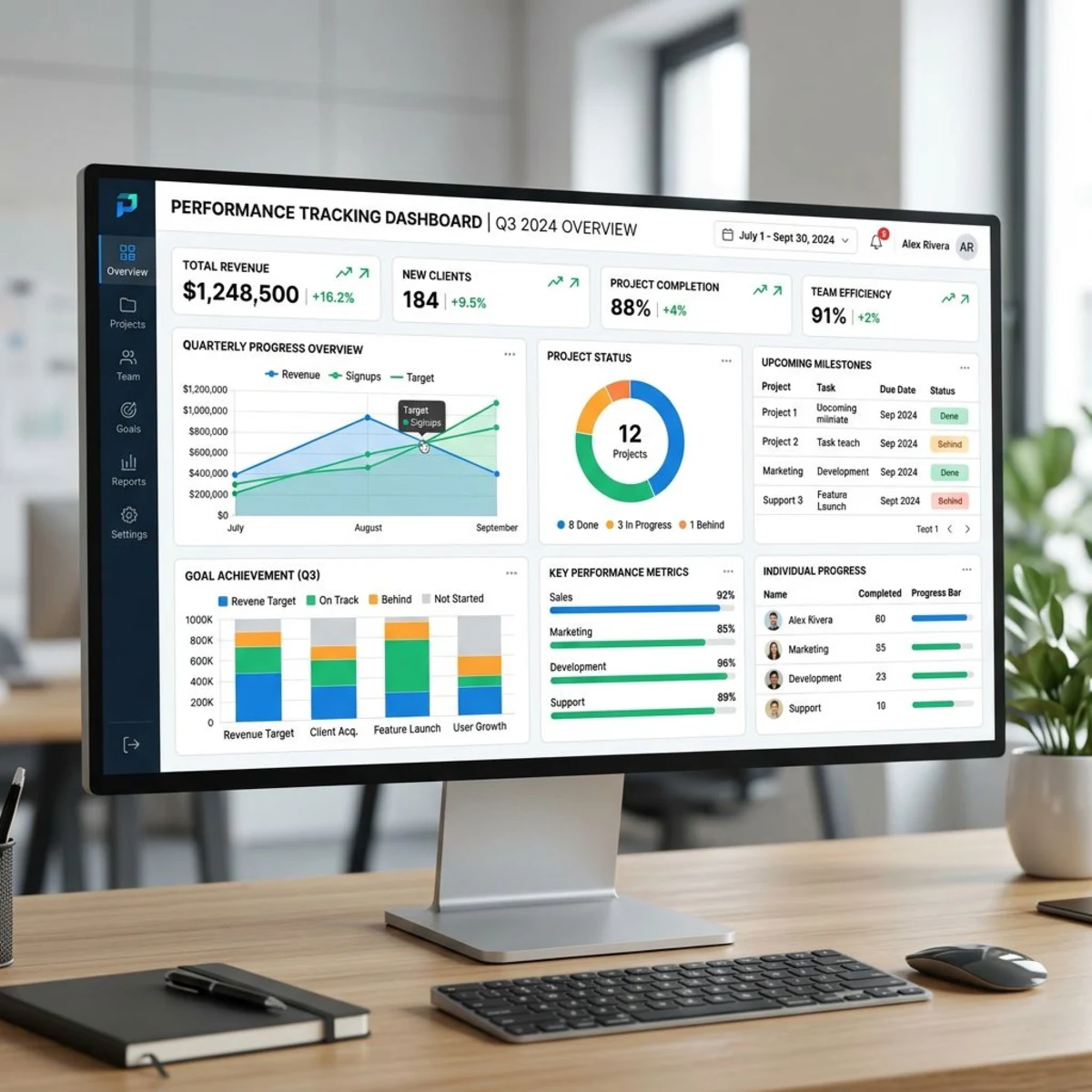 Performance tracking dashboard for employee improvement
