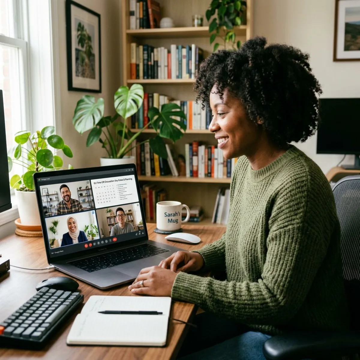 Remote team discussing open PTO scheduling on a video call