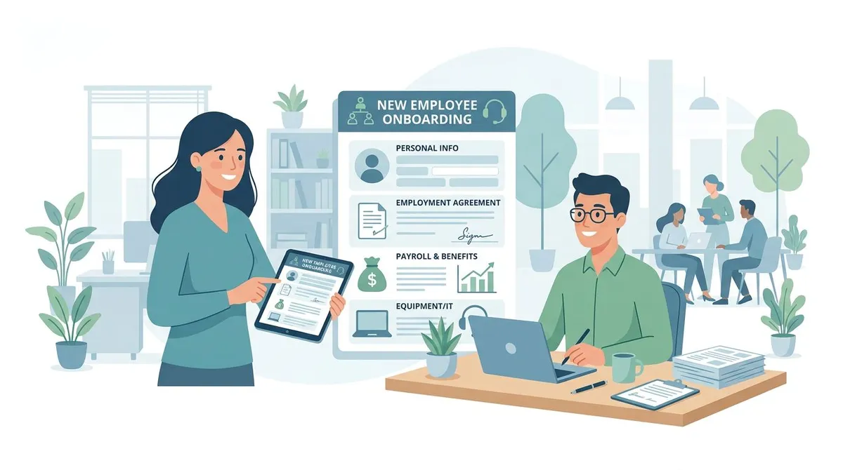 Internal company forms for new employee onboarding
