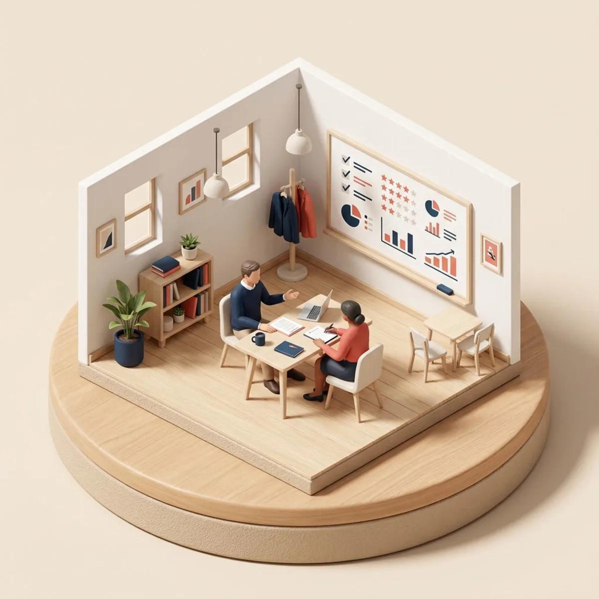 Manager coaching an employee through a structured performance review session
