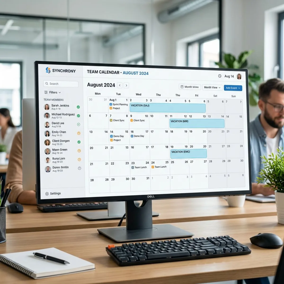 PTO calendar tracking dashboard for managing team time off