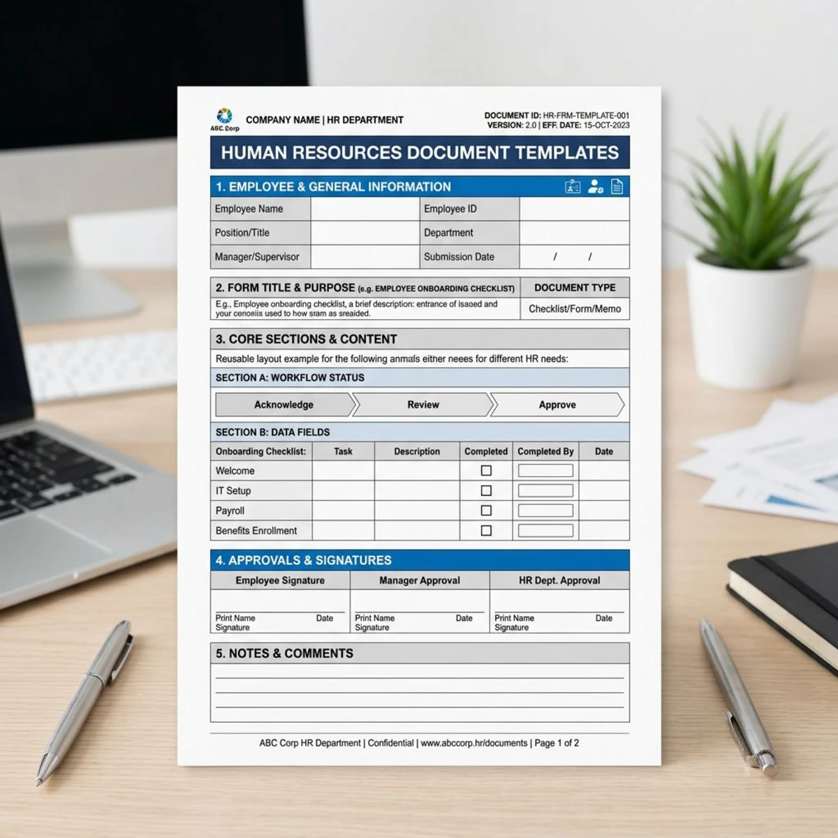 Performance improvement plan template for HR managers