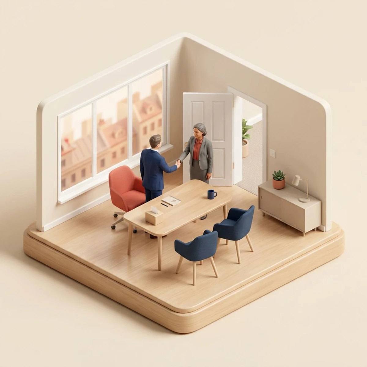Manager delivering a termination letter to employee in a private meeting