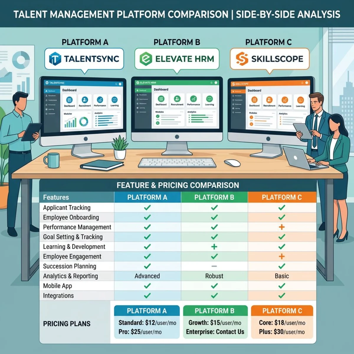 Talent management software comparison chart